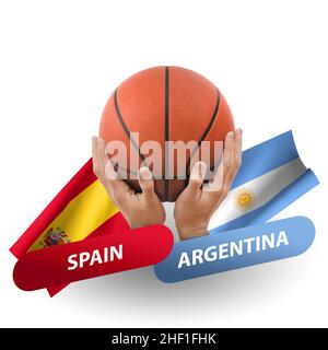 Match de basket-ball, équipes nationales espagne contre argentine Banque D'Images