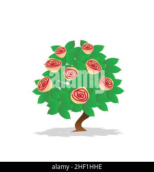 bande dessinée rose illustrée avec rose pâle rose vecteur isolé sur fond blanc Illustration de Vecteur