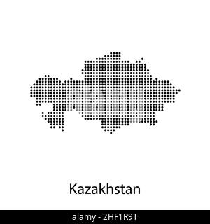 Carte vectorielle-pays du kazakhstan sur fond blanc. Illustration de Vecteur