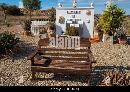 Communauté jardin paysagé à Camposol, région de Murcia, Costa Calida, Espagne.Une ville populaire avec les anciens pats britanniques.Régime volontaire du secteur C. Banque D'Images