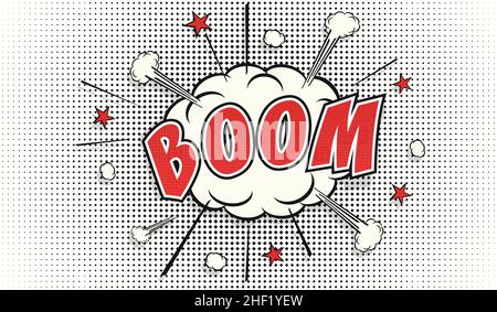 Boom - bulle de la parole comique.Vecteur de dessin animé et illustration. Illustration de Vecteur