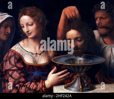 Salome avec le chef de Saint Jean-Baptiste par Bernardino Luini (Bernardino Scapi : 1480/82-1532), huile à bord, c.1525 Banque D'Images