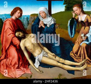 La lamentation sur le corps du Christ par Gerard David (1460-1523), huile sur panneau, c.1500 Banque D'Images