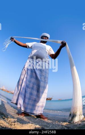 La vie traditionnelle arabe des pêcheurs OMAN, QATAR Banque D'Images