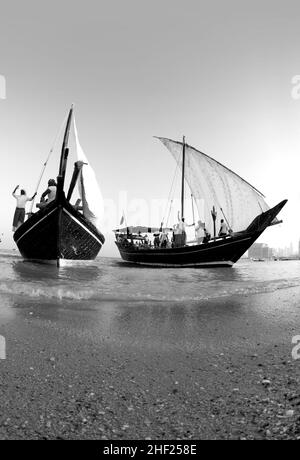 La vie traditionnelle arabe des pêcheurs OMAN, QATAR Banque D'Images