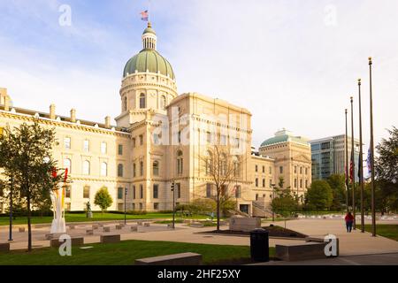 Indianapolis, Indiana, États-Unis - 19 octobre 2021 : le Capitole de l'État de l'Indiana 1800s Banque D'Images