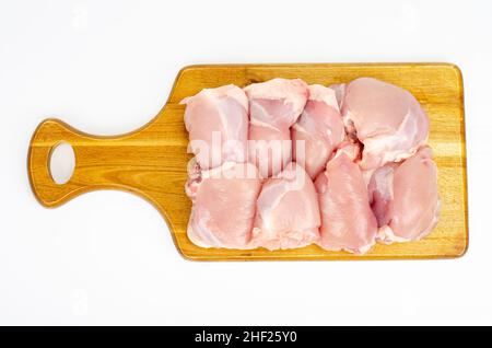 Morceaux de viande de cuisse de poulet sans peau ni os.Photo Banque D'Images