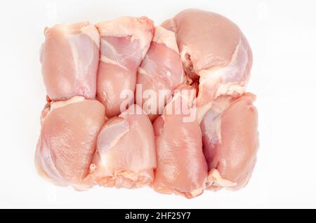 Morceaux de viande de cuisse de poulet sans peau ni os.Photo Banque D'Images