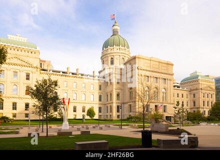 Indianapolis, Indiana, États-Unis - 19 octobre 2021 : le Capitole de l'État de l'Indiana 1800s Banque D'Images