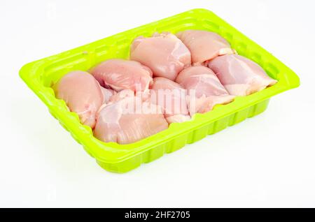 Morceaux de viande de cuisse de poulet sans peau ni os.Photo Banque D'Images