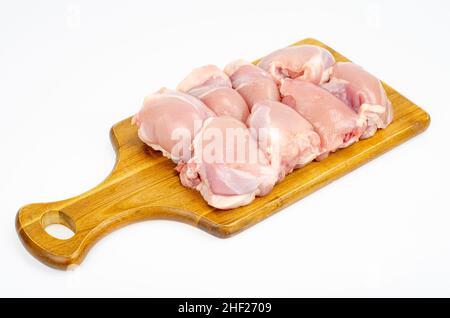 Morceaux de viande de cuisse de poulet sans peau ni os.Photo Banque D'Images