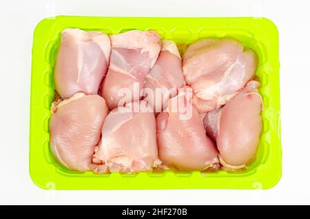 Morceaux de viande de cuisse de poulet sans peau ni os.Photo Banque D'Images