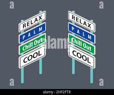 Ensemble de piliers isométriques avec flèches de direction pour la carte.Illustration vectorielle. Illustration de Vecteur