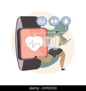 Illustrations vectorielles abstraites de concept de capteurs et de dispositifs de suivi pour le secteur de la santé. Illustration de Vecteur