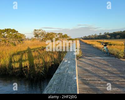 Le marais salé de Clam Creek, sur l'île Jekyll, en Géorgie, constitue un habitat maritime unique dans le lowcountry. Banque D'Images