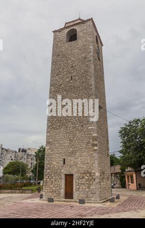 Sahat Kula (Tour de l'horloge) dans le quartier Stara Varos de Podgorica, capitale du Monténégro Banque D'Images