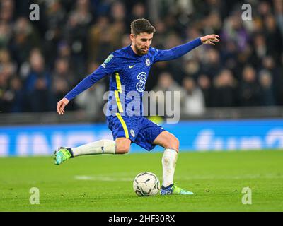 Londres, Royaume-Uni.12th janvier 2022.12 janvier - Tottenham Hotspur v Chelsea - Carabao Cup - demi-finale - deuxième étape - Tottenham Hotspur Stadium.Jorginho lors de la demi-finale de la Carabao Cup, deuxième match au Tottenham Hotspur Stadium, Londres.Crédit photo : crédit: Mark pain/Alamy Live News Banque D'Images