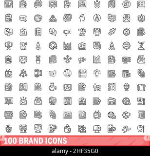 ensemble de 100 icônes de marque.Illustration de 100 symboles de marque ensemble de vecteurs isolé sur fond blanc Illustration de Vecteur