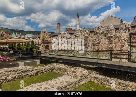 Ruines de Taslihan (auberge historique) à Sarajevo.Bosnie-Herzégovine Banque D'Images