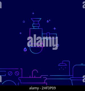 Icône de vecteur de ligne de gradient du siphon de l'évier, illustration simple sur fond bleu foncé, bordure inférieure de plomberie. Illustration de Vecteur