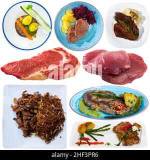 Ensemble de différents plats de bœuf Banque D'Images