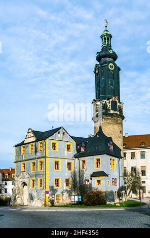 Weimar, ville château sous ciel bleu, Allemagne Banque D'Images