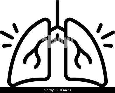 Vecteur de contour de l'icône des poumons sains.Santé humaine.Maladie respiratoire Illustration de Vecteur