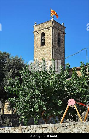 Église de Sant Andreu à Orrius de la région de Maresme province de Barcelone, Catalogne, Espagne Banque D'Images