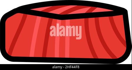 Illustration de la couleur du thon frais dans un style tendance.Poisson steak plat icône isolée sur fond blanc. Illustration de Vecteur