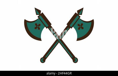 Haches croisées, hache large croisée, hache médiévale, hache de bataille, hache bourreau en vecteur Illustration de Vecteur