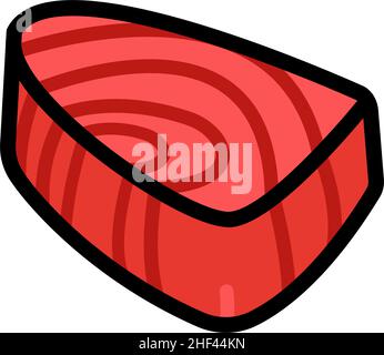 Illustration de la couleur du thon frais dans un style tendance.Poisson steak plat icône isolée sur fond blanc. Illustration de Vecteur