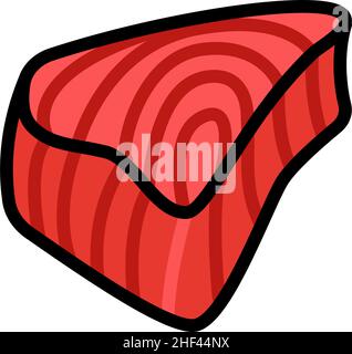 Illustration de la couleur du thon frais dans un style tendance.Poisson steak plat icône isolée sur fond blanc. Illustration de Vecteur