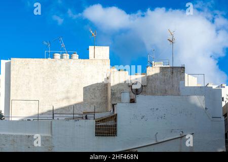 Détail de l'architecture en Arrecife avec murs blancs Banque D'Images