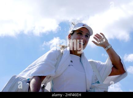 Photo du dossier datée du 12-06-2021 de Johanna Konta, en Grande-Bretagne.La retraite de Johanna Konta a laissé un trou dans le tennis féminin britannique, mais Raducanu est rejoint dans le tirage principal par Heather Watson, dont la meilleure performance est arrivée il y a neuf ans lorsqu'elle a atteint le troisième tour.Date de publication : vendredi 14 janvier 2022. Banque D'Images