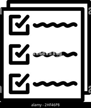 Vecteur de contour d'icône de formulaire complété.Utilisateur en ligne.Membre du compte Illustration de Vecteur