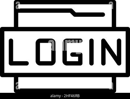 Vecteur de contour de l'icône de connexion sécurisée.Utilisateur en ligne.Mot de passe Web Illustration de Vecteur