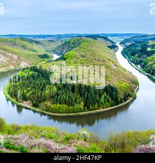 Boucle de la sarre à Mettlach. Un célèbre point de vue. Banque D'Images