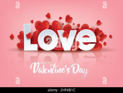 affiche de bonne saint valentin avec groupe de coeur. motif vectoriel Illustration de Vecteur