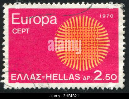 GRÈCE - VERS 1970: Timbre imprimé par la Grèce, montre Europa CEPT, vers 1970 Banque D'Images