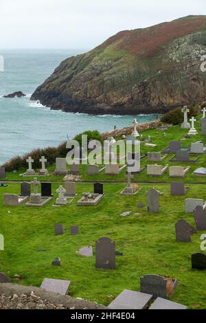 Llanbadrig, près de l'Église Cemaes, Nord Littoral du patrimoine d'Anglesey, Anglesey, au nord du Pays de Galles, Royaume-Uni Banque D'Images