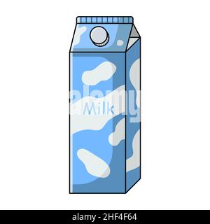 Carton de lait.Illustration vectorielle isolée sur fond blanc.Style de dessin animé à lignes plates. Illustration de Vecteur
