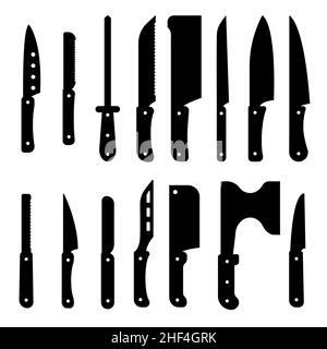 Un ensemble de couteaux de cuisine.Style simple. Illustration de Vecteur