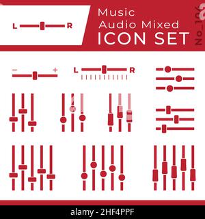 Icône de mixage audio définie.Collection d'icônes d'égaliseur.Vecteur et illustration. Illustration de Vecteur