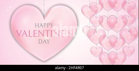 Rose Happy Valentine's Day Illustration Design avec ornements coeur Illustration de Vecteur