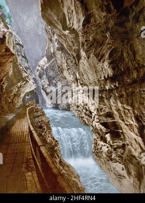 Tamina gorge, Altes Bad Pfäfers, Bad Ragaz, Sarganserland, Saint-Gall, Suisse 1890. Banque D'Images