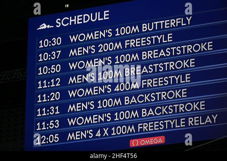 26th JUILLET 2021 - TOKYO, JAPON: Calendrier de la session de natation aux Jeux Olympiques de Tokyo 2020 (photo de Mickael Chavet/RX) Banque D'Images