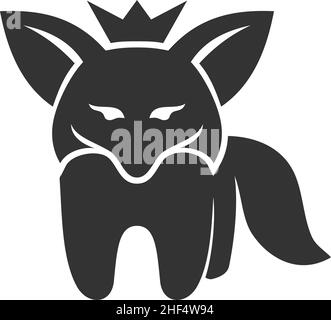 Fox Crown icône debout Illustration identité de marque Illustration de Vecteur