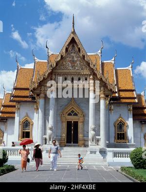 Thaïlande.Bangkok.Wat Benchamabophit Dusitvanaram.Le Temple de marbre. Banque D'Images