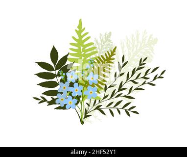 Bouquet de fleurs et de feuilles .Illustration vectorielle Illustration de Vecteur