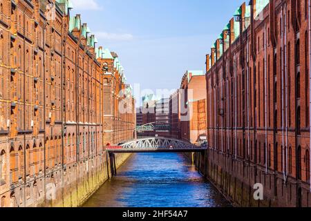 Speicherstadt, grand entrepôt de Hambourg, Allemagne Banque D'Images